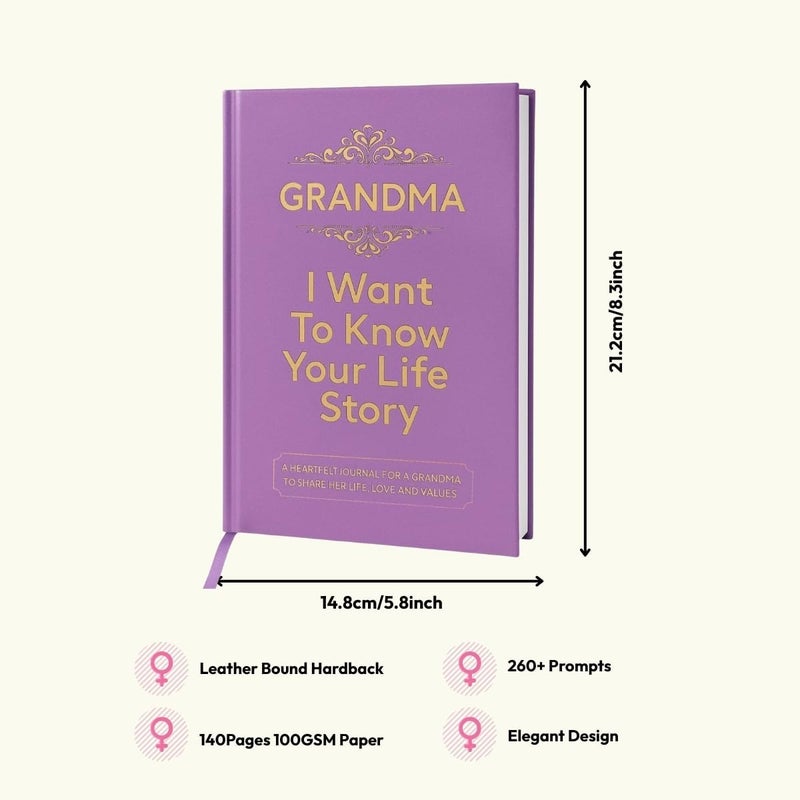 XKFCFC Grandma I Want to Know Your Life Story Journal (Hardcover):Sentimental Gifts for Women – Perfect for Birthday, Thanksgiving Day, Mothers Day & Christmas - Image 2